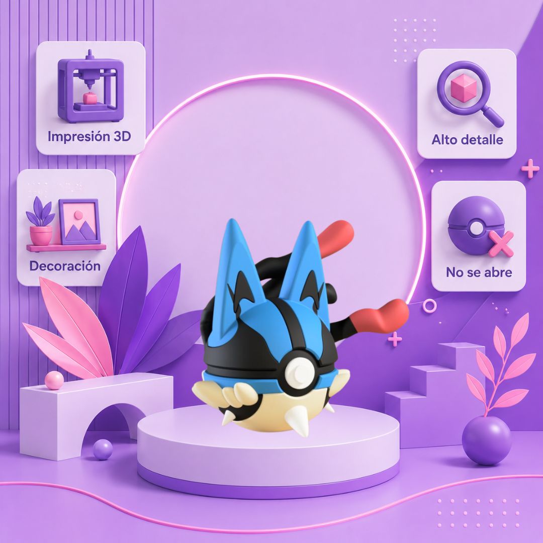 Pokebola inspirada en #448 Mega Lucario